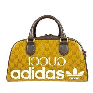 Gucci adidas collaboration duffel bag GG crystal handbag canvas brown